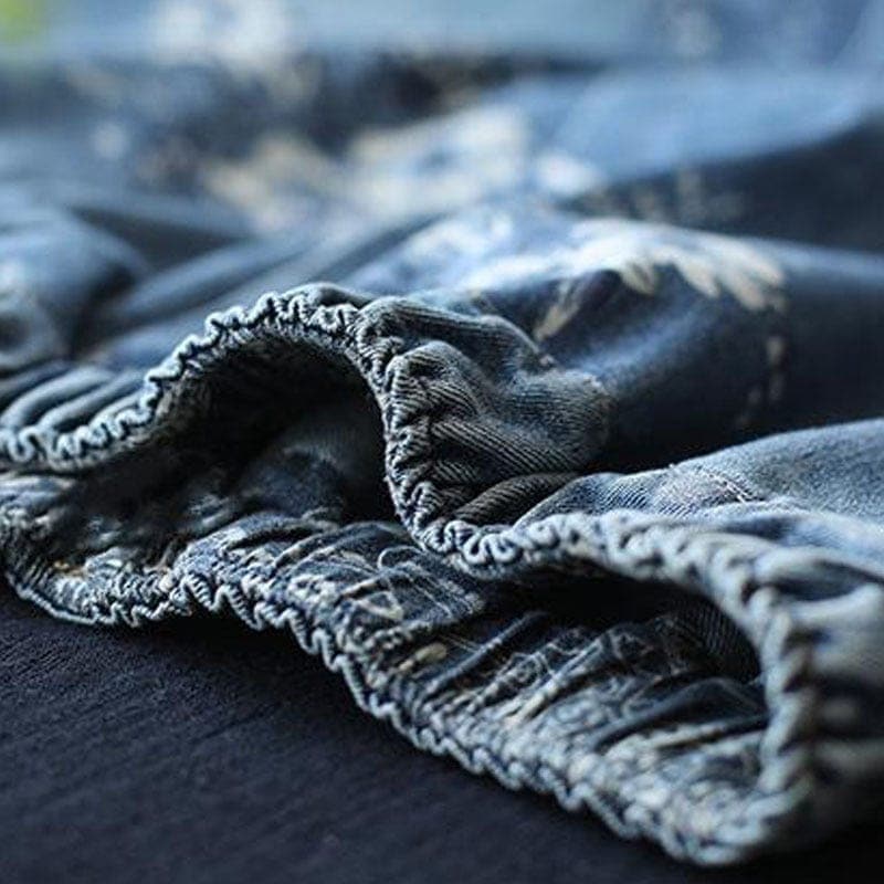 Floral Printed Denim Skirt