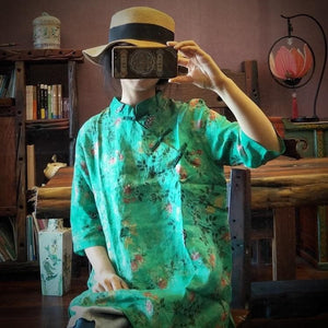 Zen Casual Floral Chinese Shirt  | Zen