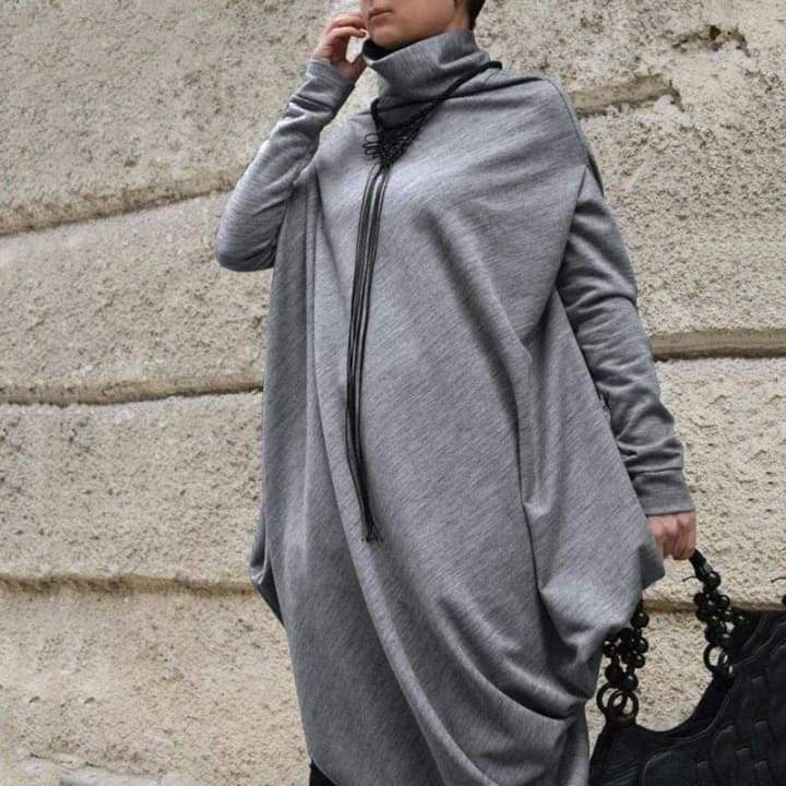 Asymmetrical Turtleneck Sweater Dress