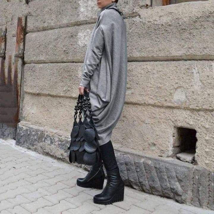 Asymmetrical Turtleneck Sweater Dress