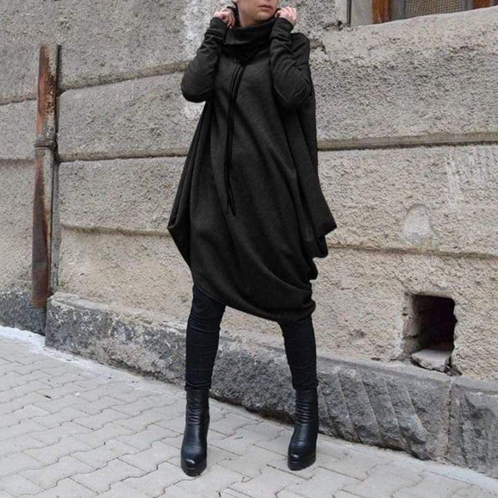 Asymmetrical Turtleneck Sweater Dress