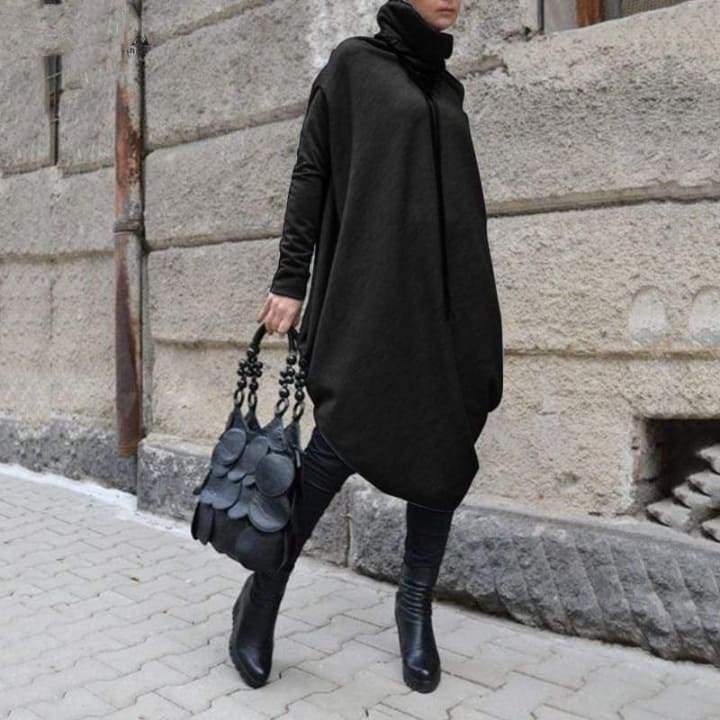 Asymmetrical Turtleneck Sweater Dress