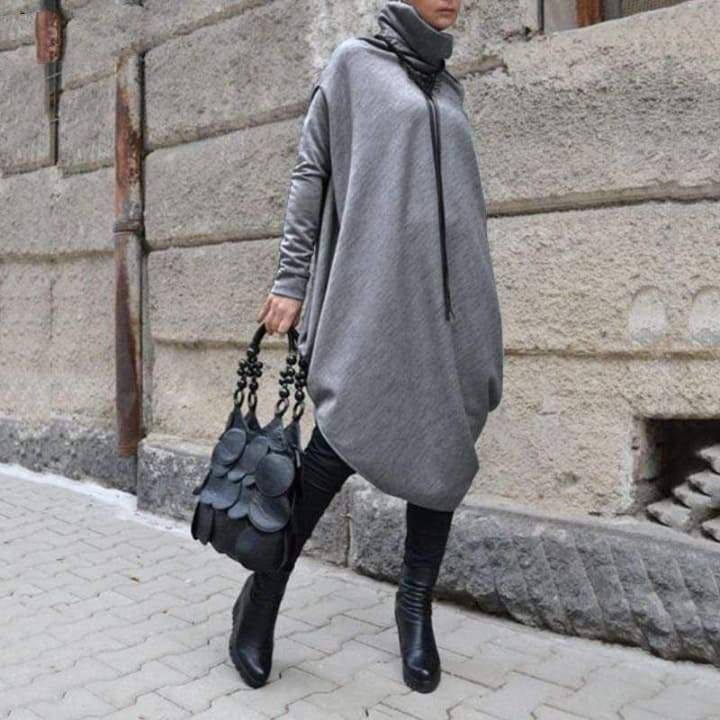 Asymmetrical Turtleneck Sweater Dress