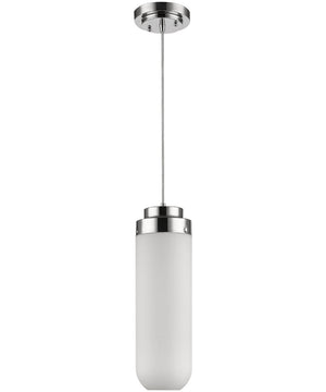 6"W Solar 1-Light Polished Nickel Pendant With Frosted Glass Shade