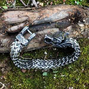 Vikings Wolf Head Stainless Steel Punk Link Bracelet
