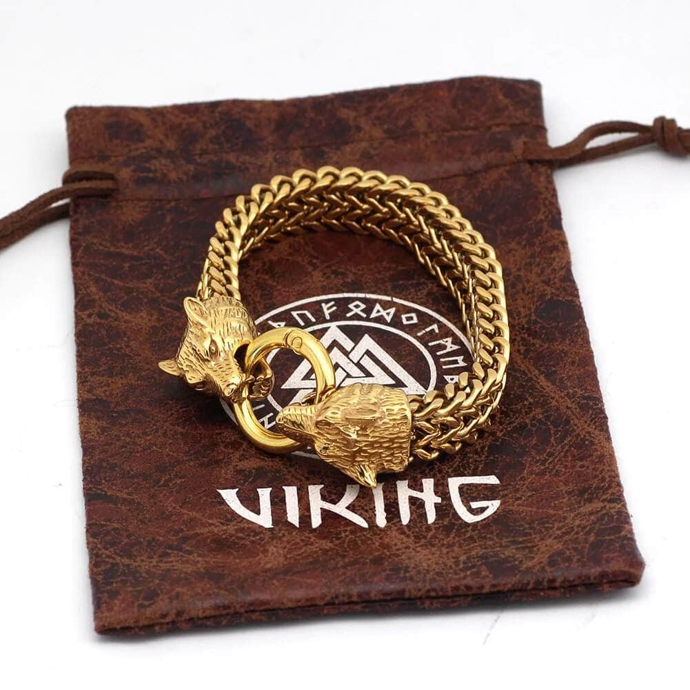 Vikings Wolf Heads Stainless Steel Bracelet