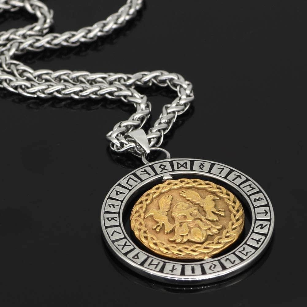 Vikings Odin Runes Stainless Steel 3D Necklace