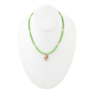 Charmed Cactus Lime Green Turquoise Golden Pendant Necklace
