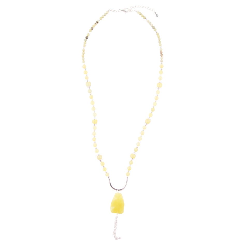 Chartruese Lemon Jade Long Pendant Necklace