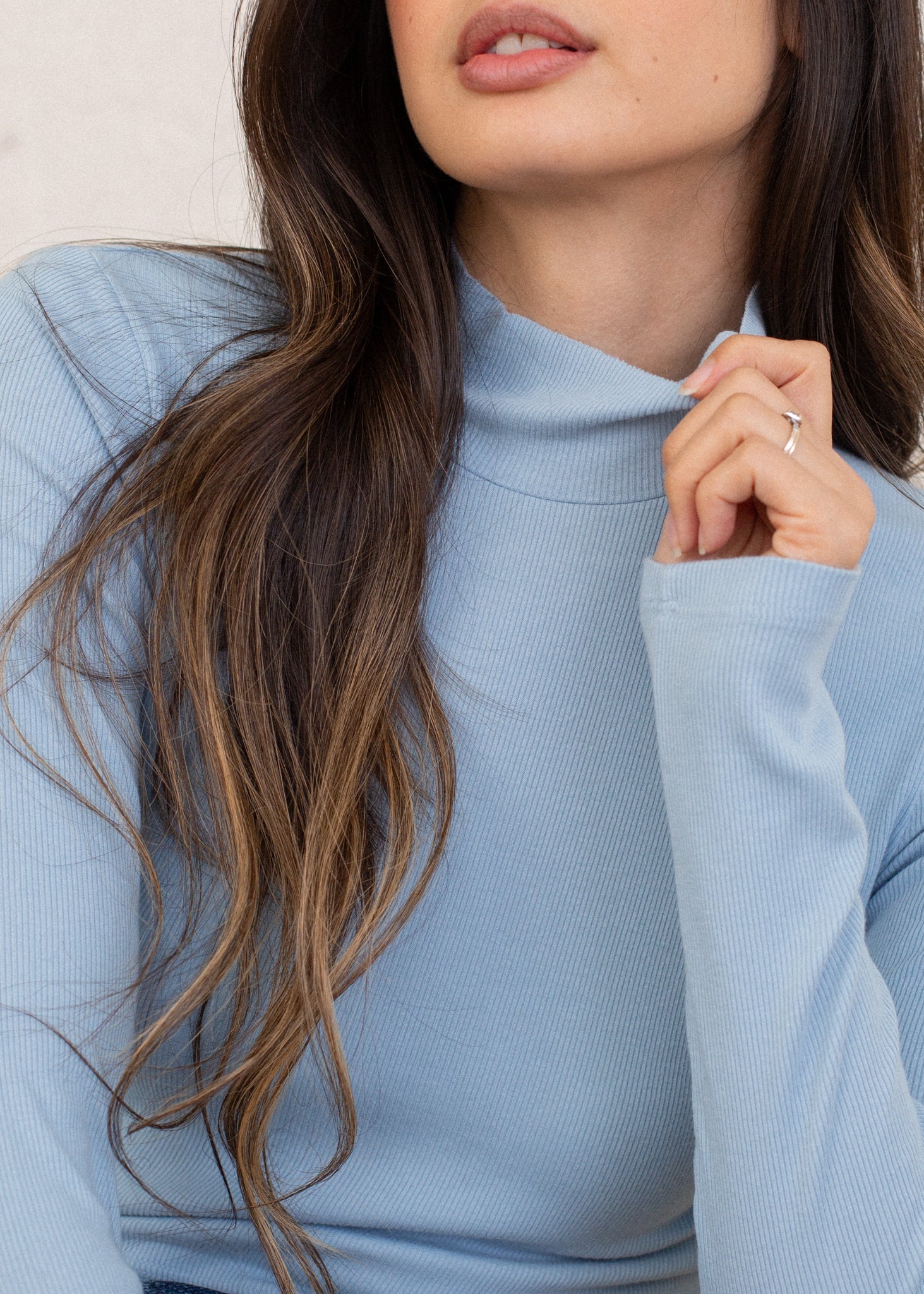 Ribbed Long Sleeve Mock Neck