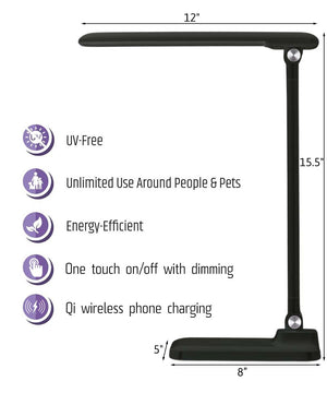 Brilli 15"H LED Desk Lamp (Set of 2) Matte Black Finish with Wireless Charging