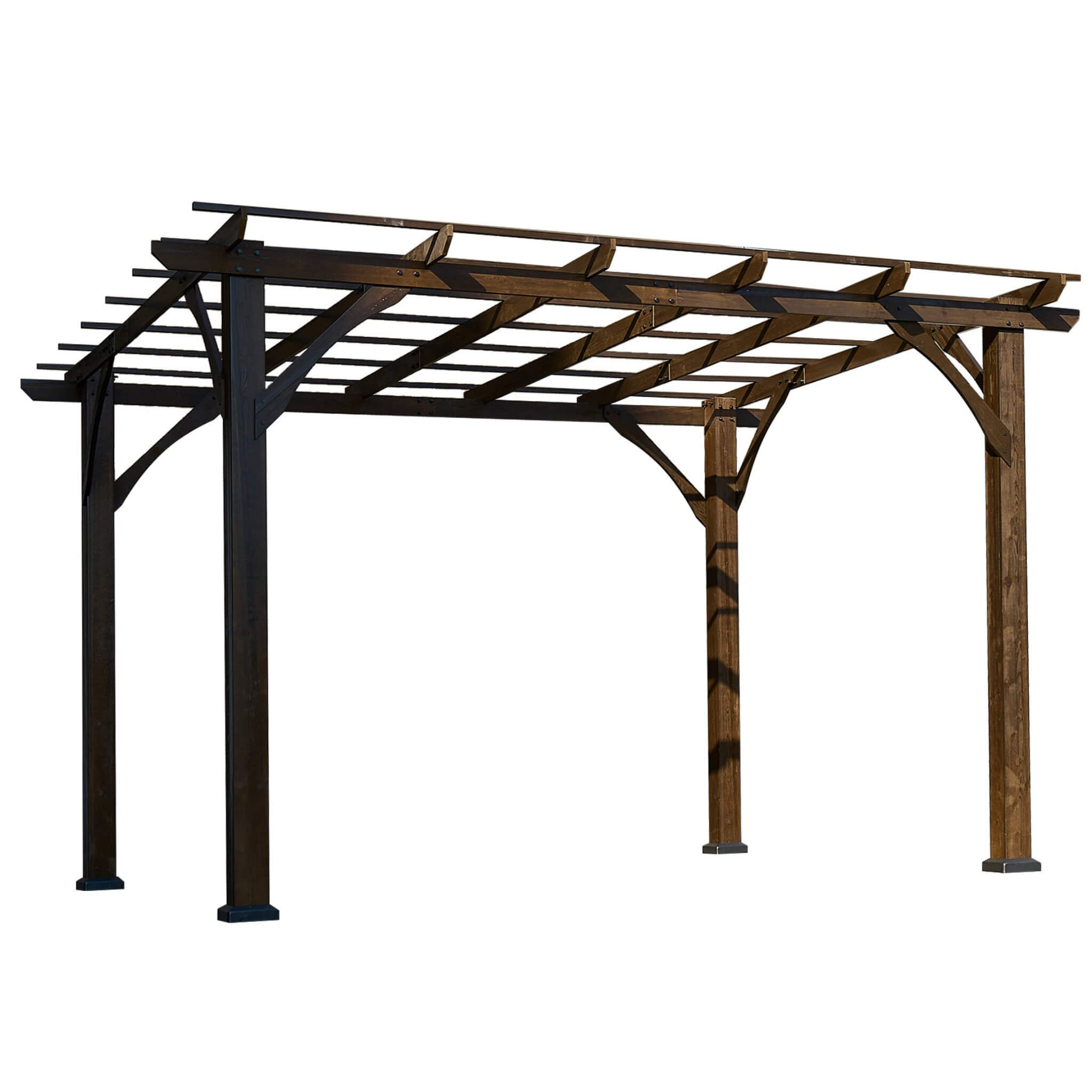 [10x12FT] Premium Outdoor Brown Cedar Wood Pergola For Spacious Patios (SAK45639)