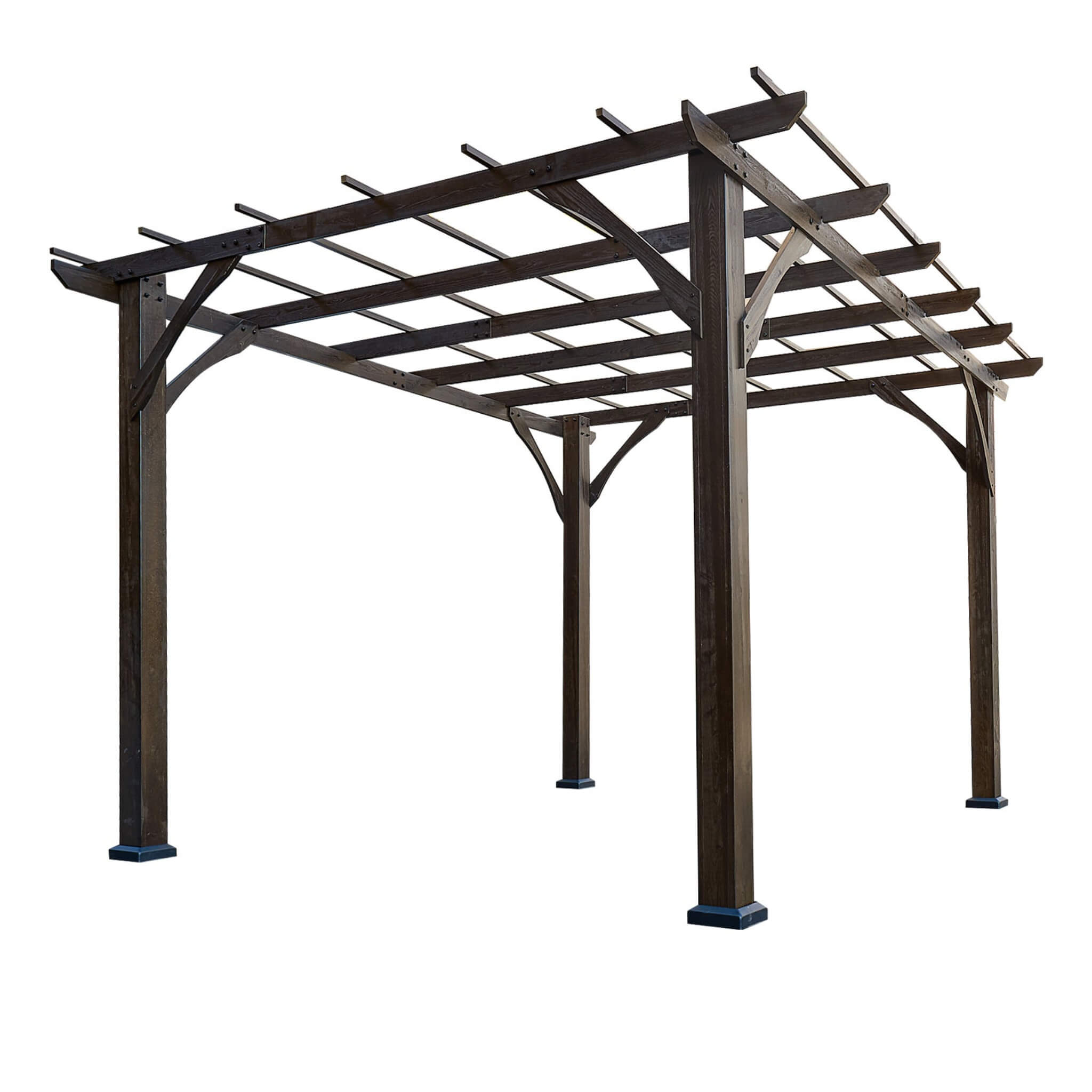[10x12FT] Premium Outdoor Brown Cedar Wood Pergola For Spacious Patios (SAK45639)