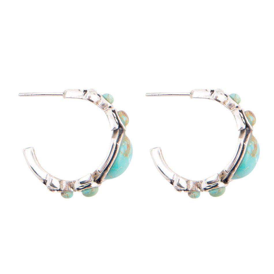 Emile Blue Turquoise Sterling Silver Hoop Earrings