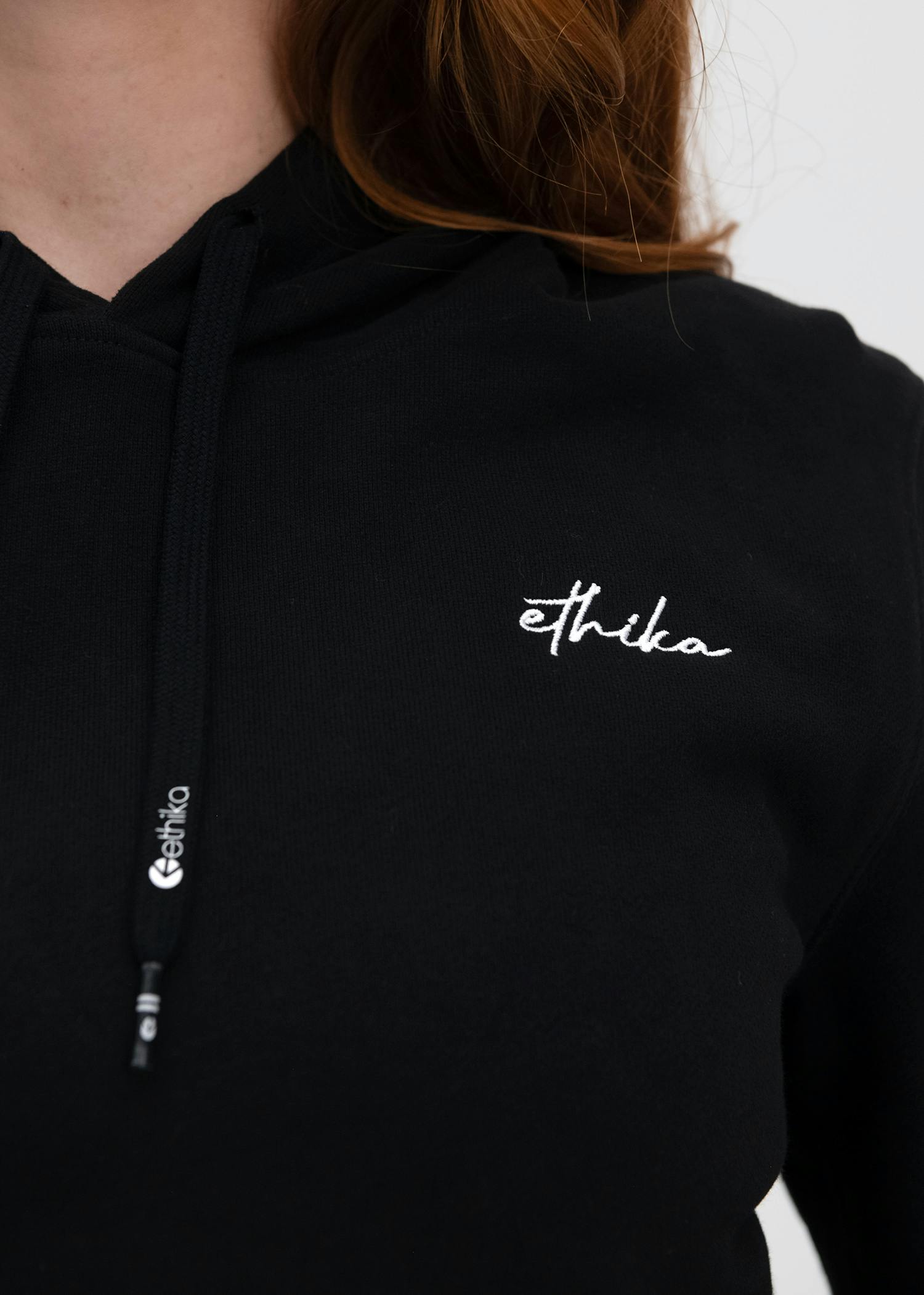 Black | Womens Fitted Crop Zip Hoodie