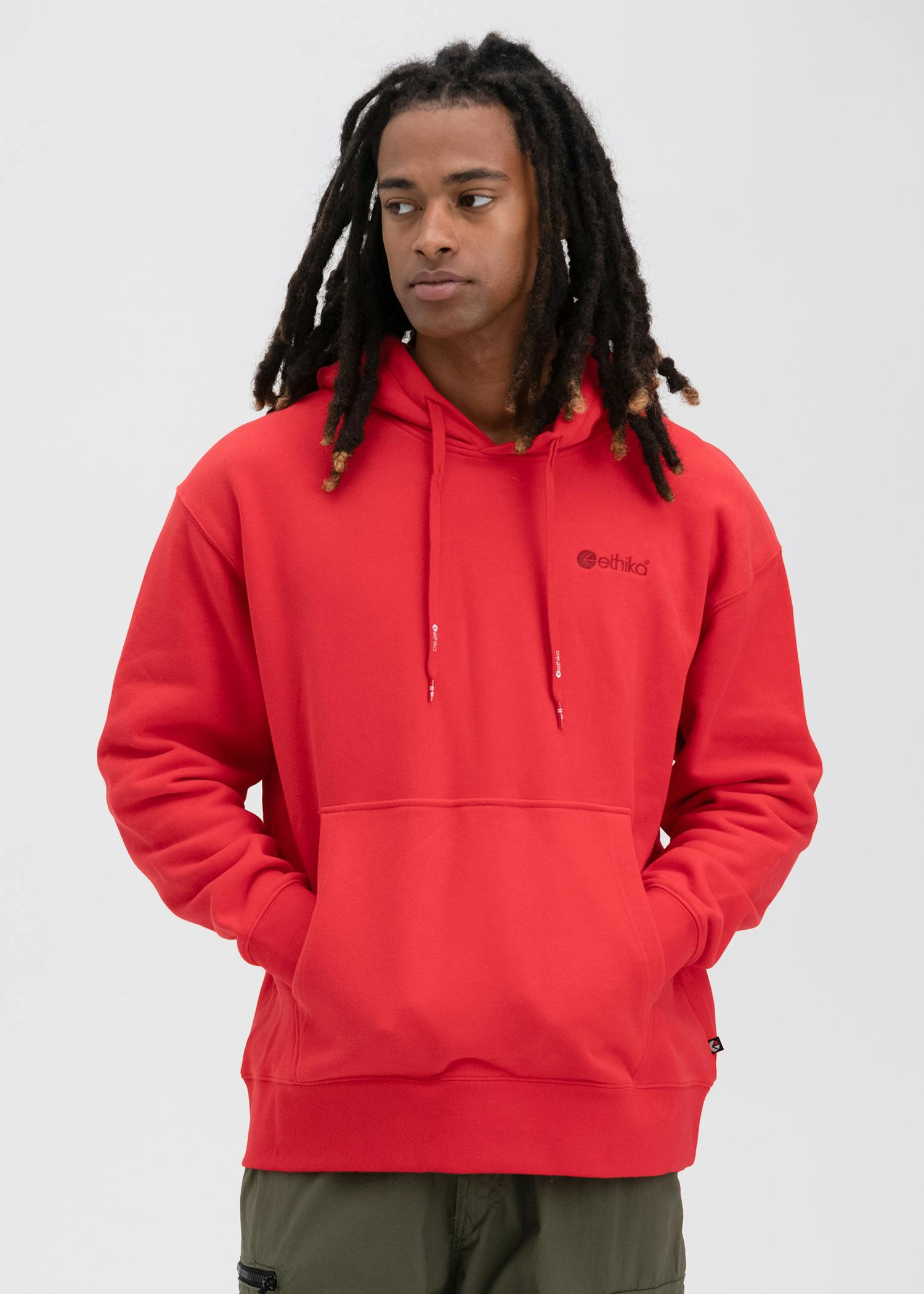 Embroidered Logo - Red | Mens Premium Hoodie
