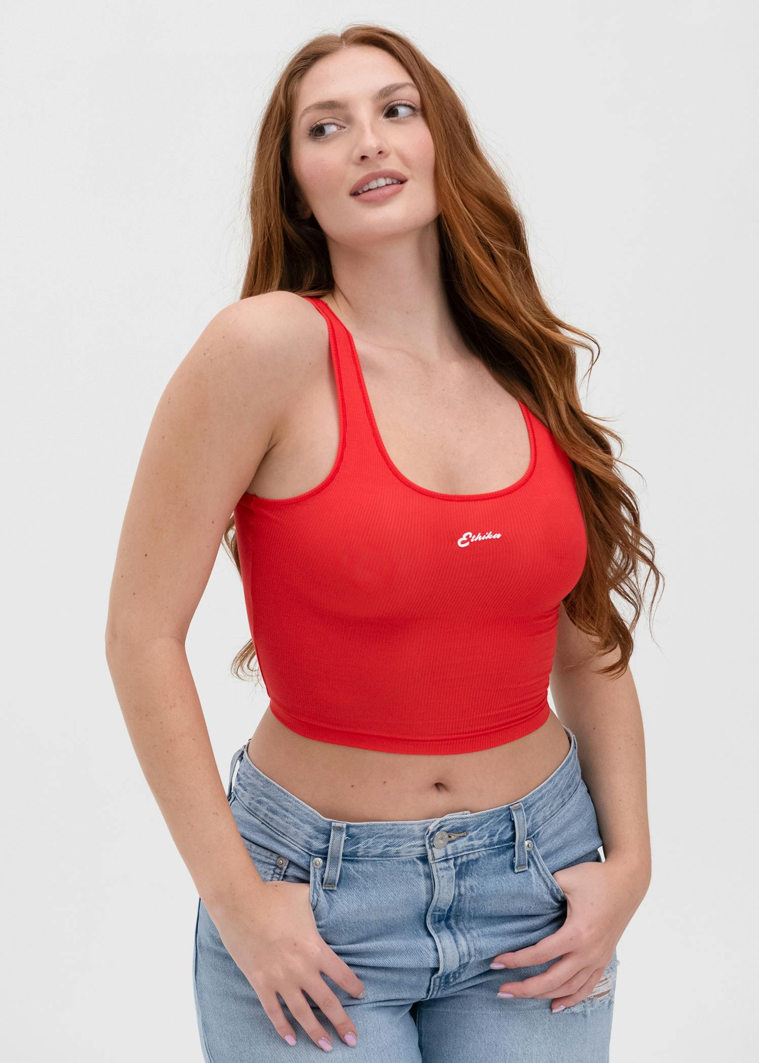 Americana - White | Womens Ribbed Crop Tank