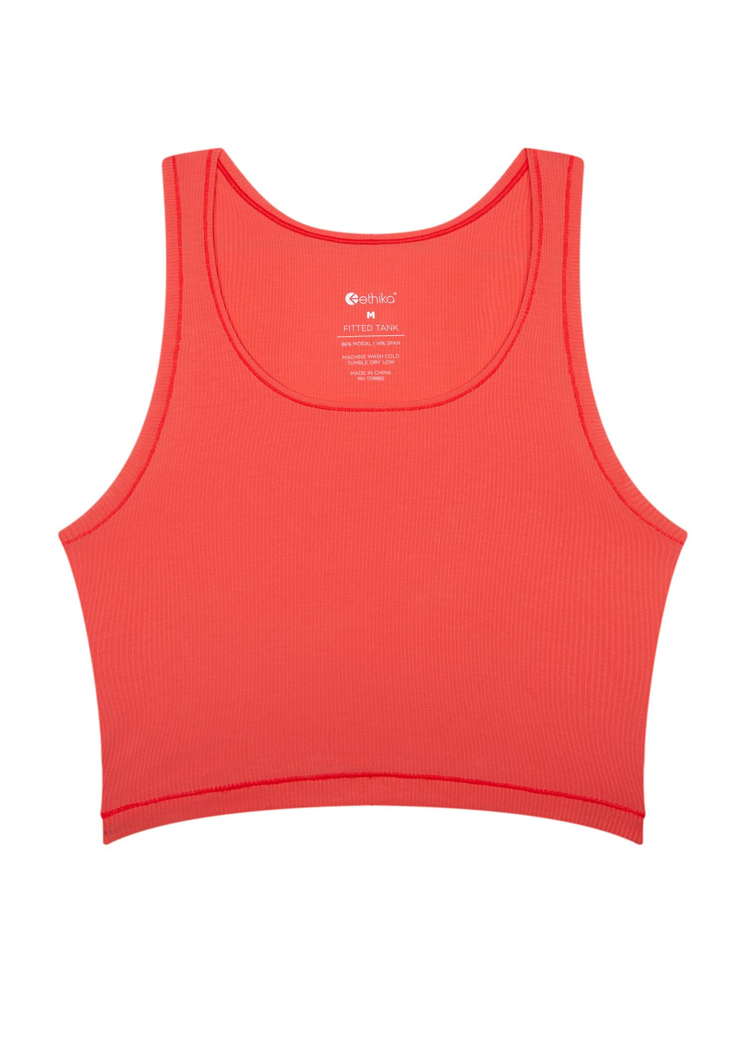 Coral | Womens Ribbed Crop Tank