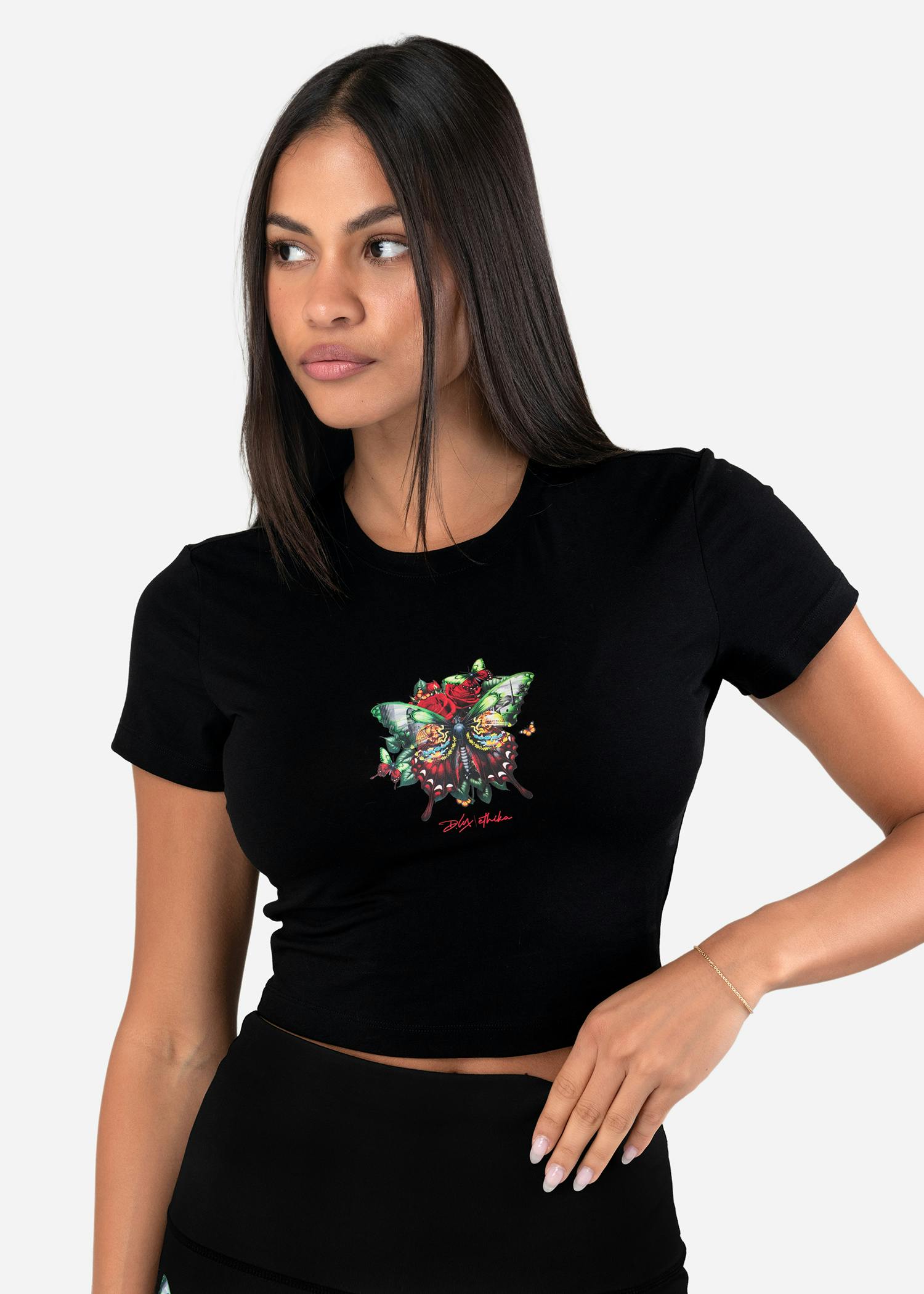 Dannylux - Mariposa - Black | Womens Baby Tee