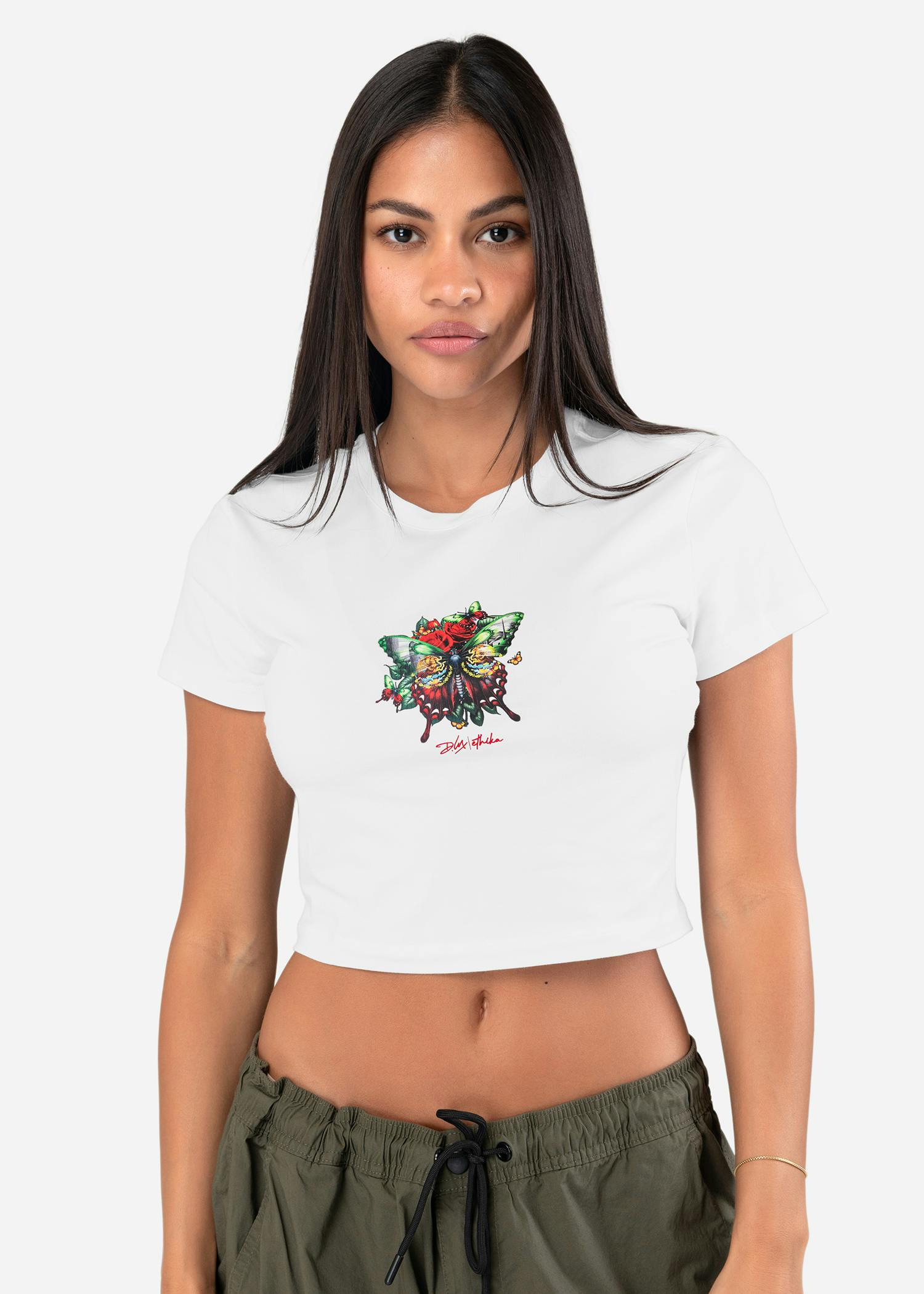 Dannylux - Mariposa - White | Womens Baby Tee