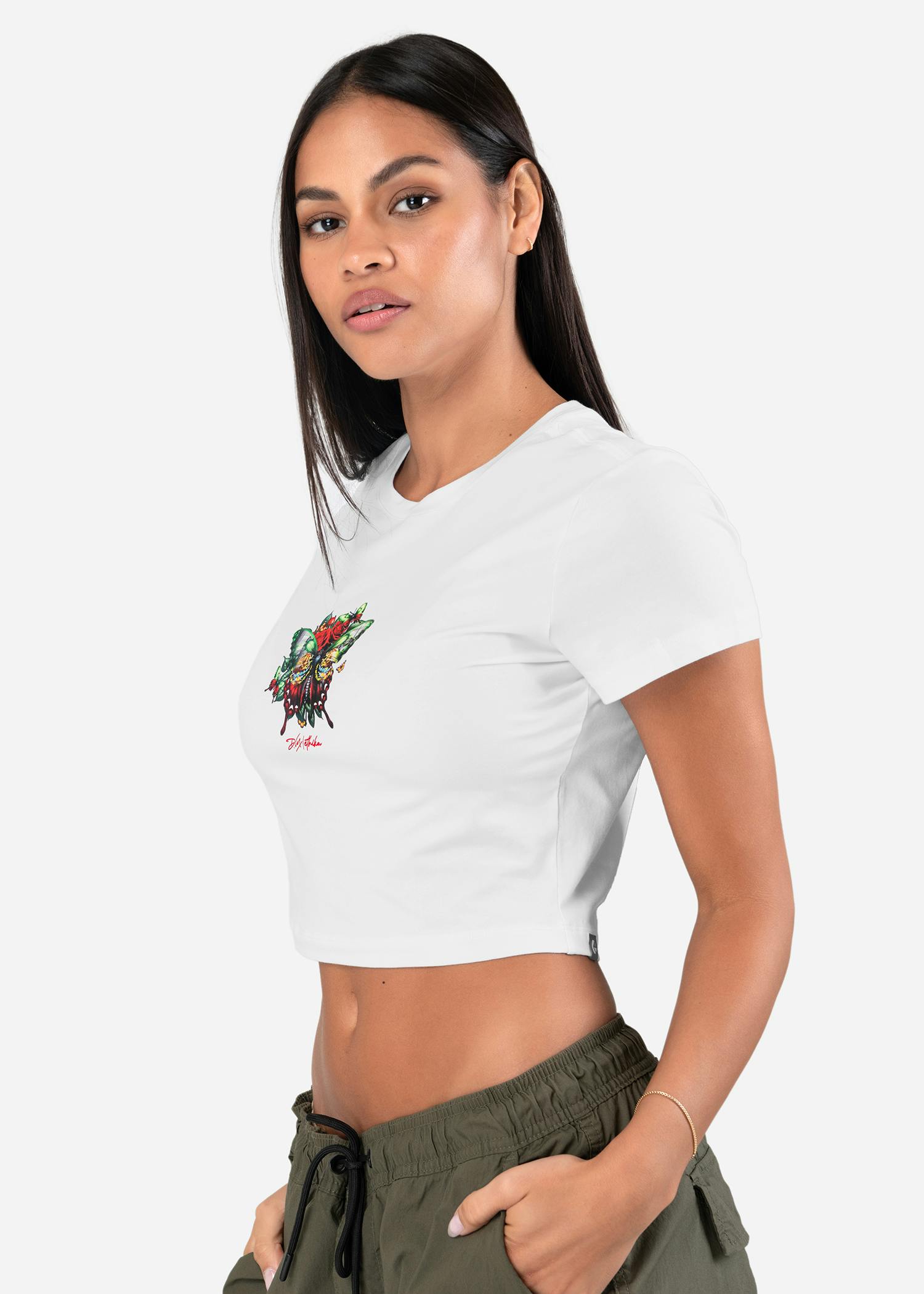 Dannylux - Mariposa - White | Womens Baby Tee