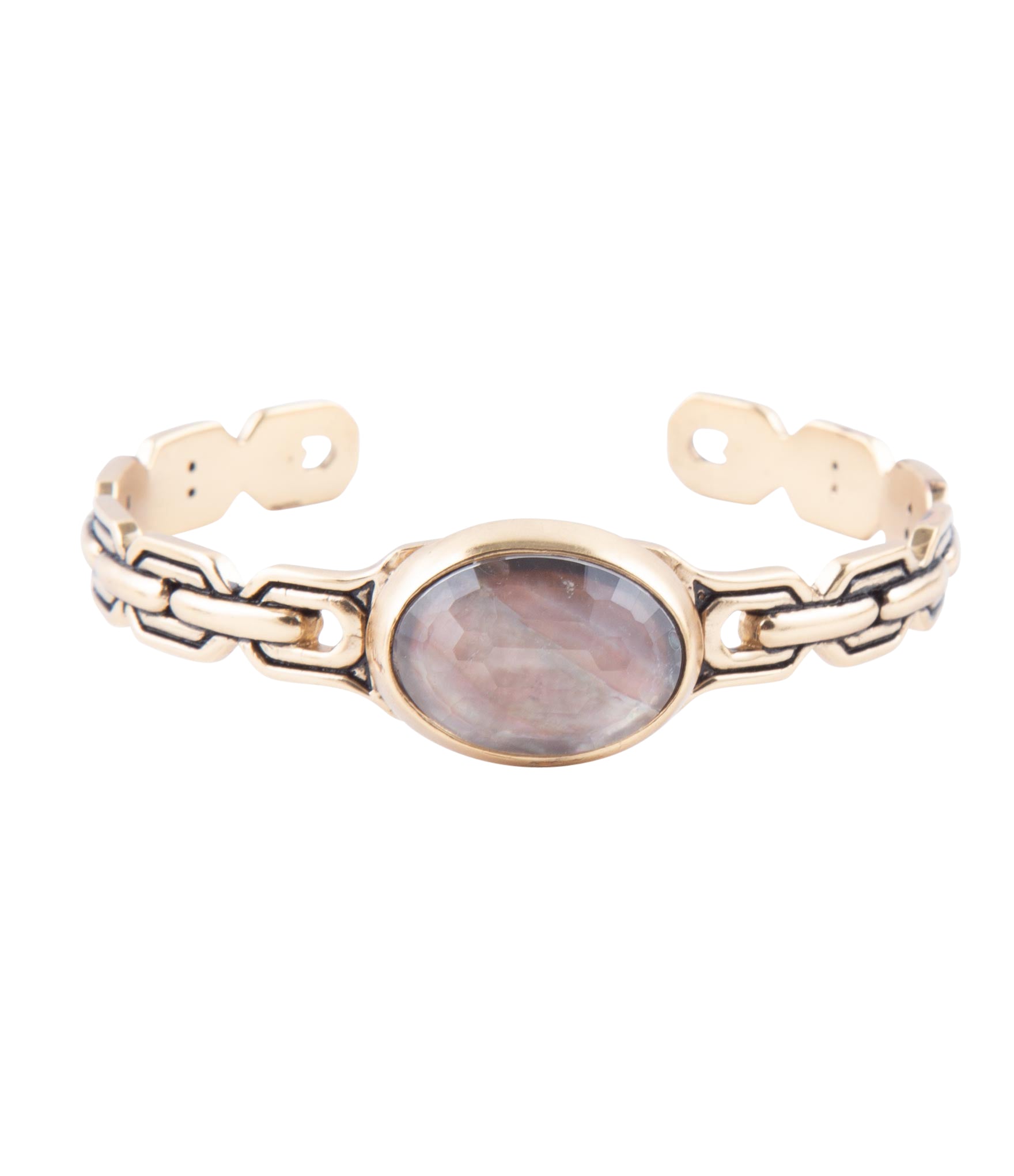 Etto Black Mother of Pearl Golden Cuff Bracelet