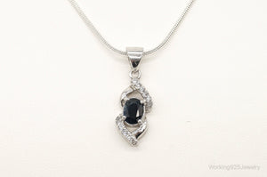 Sapphire Cubic Zirconia Sterling Silver Necklace
