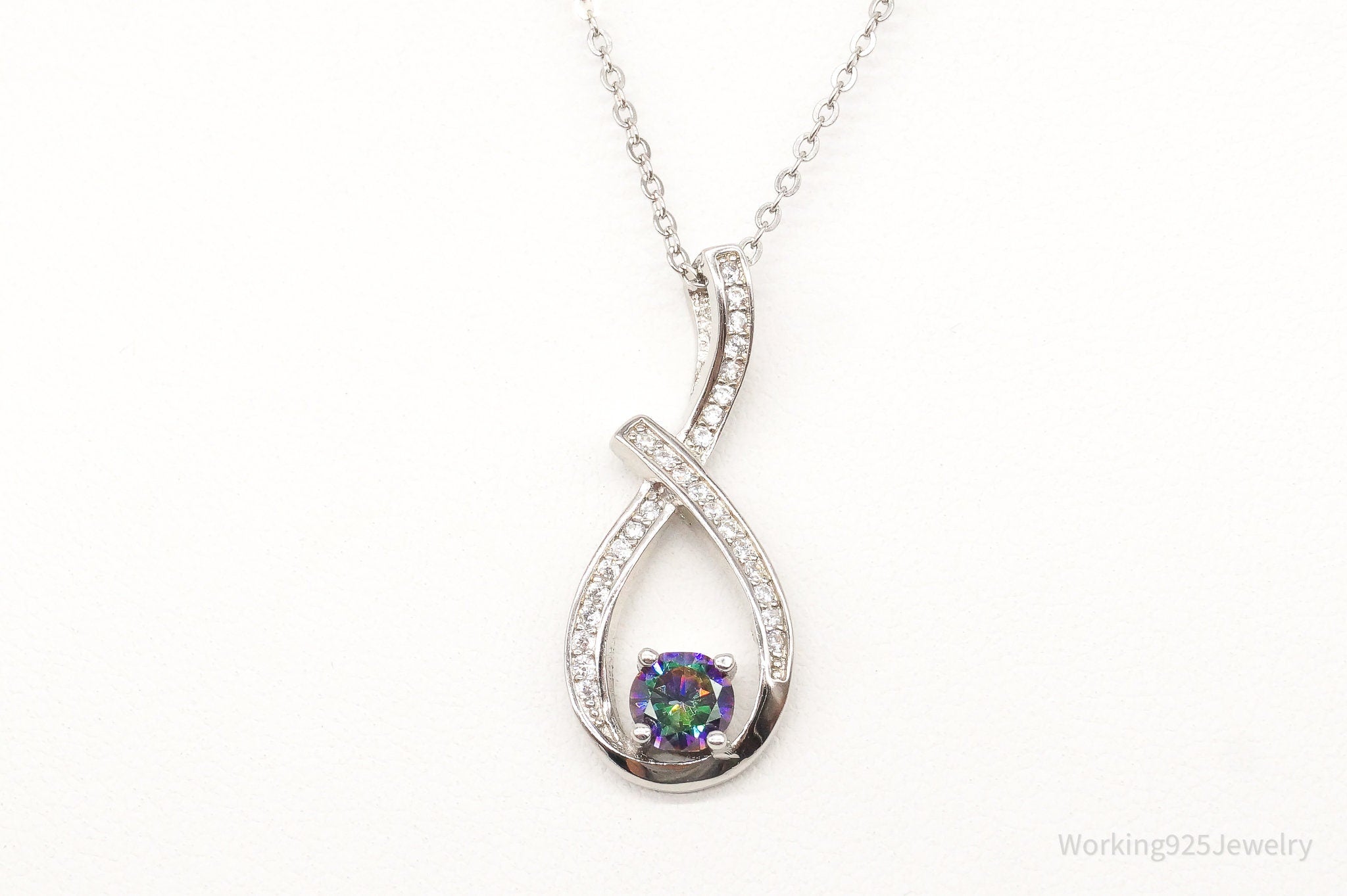 Designer Ryze Mystic Topaz Cubic Zirconia Sterling Silver Necklace
