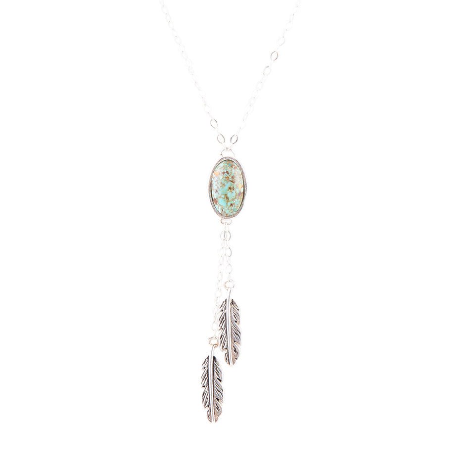 Feather Turquoise and Sterling Silver Necklace
