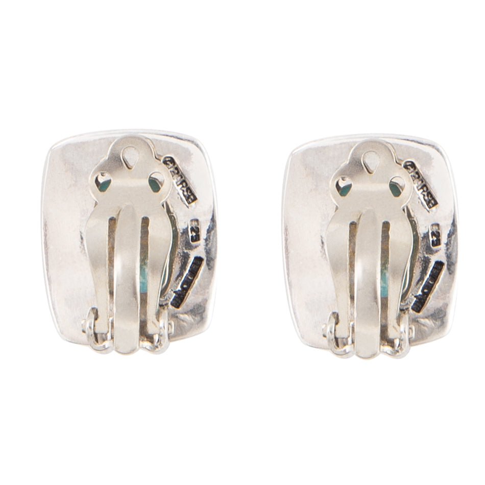 Fiji Isles Blue Turquoise Sterling Silver Clip Earrings