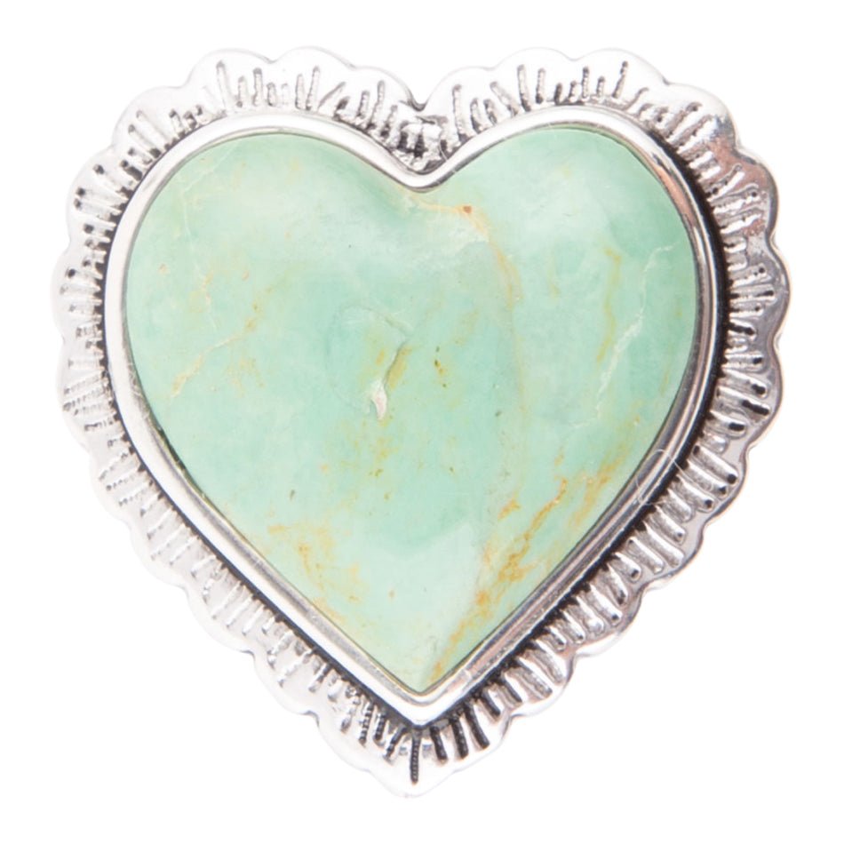 Green Turquoise Heart and Sterling Silver Ring