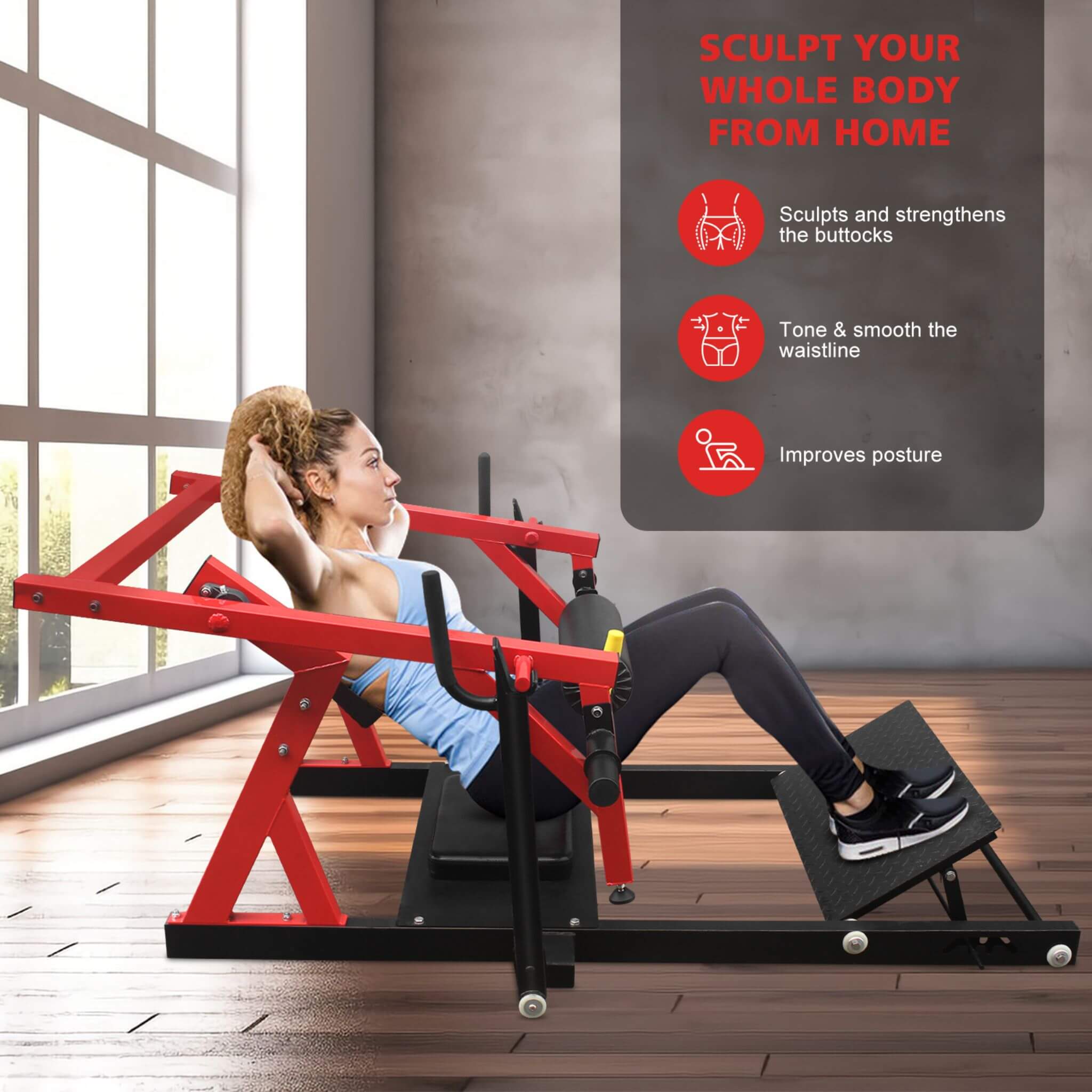 Heavy Duty Hip Thrust Bridge Exercise Machine With Weight Holders (SAK72833)