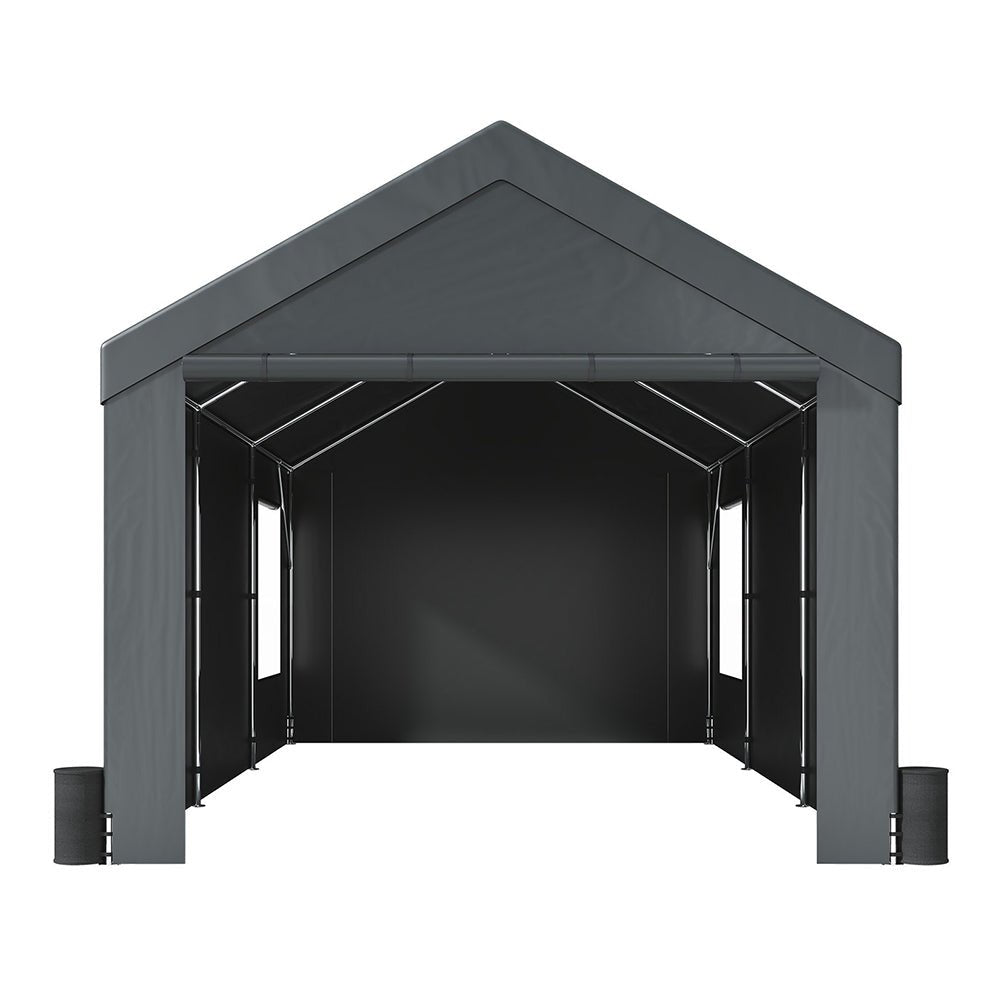 [12x20FT] Heavy Duty Outdoor Premium Garage Tarp Canopy Shelter W/ Removable Sidewalls (SAK94615)