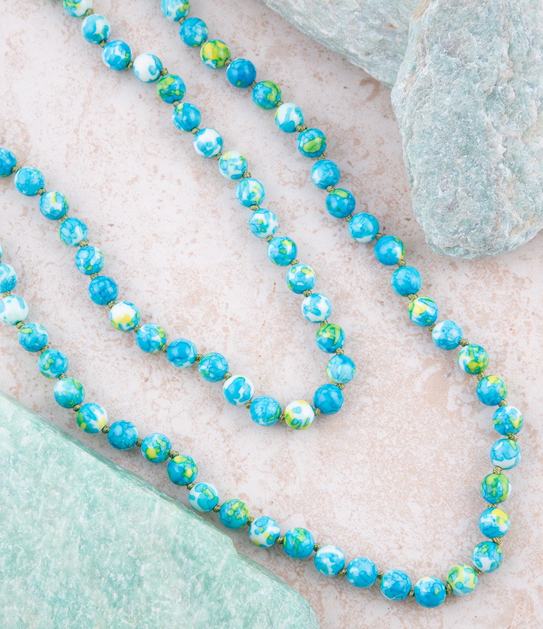Immeasurable Ocean jade Blue Knotted Necklace