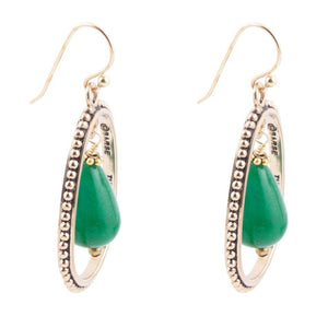Inline Green Onyx Golden Drop Earrings