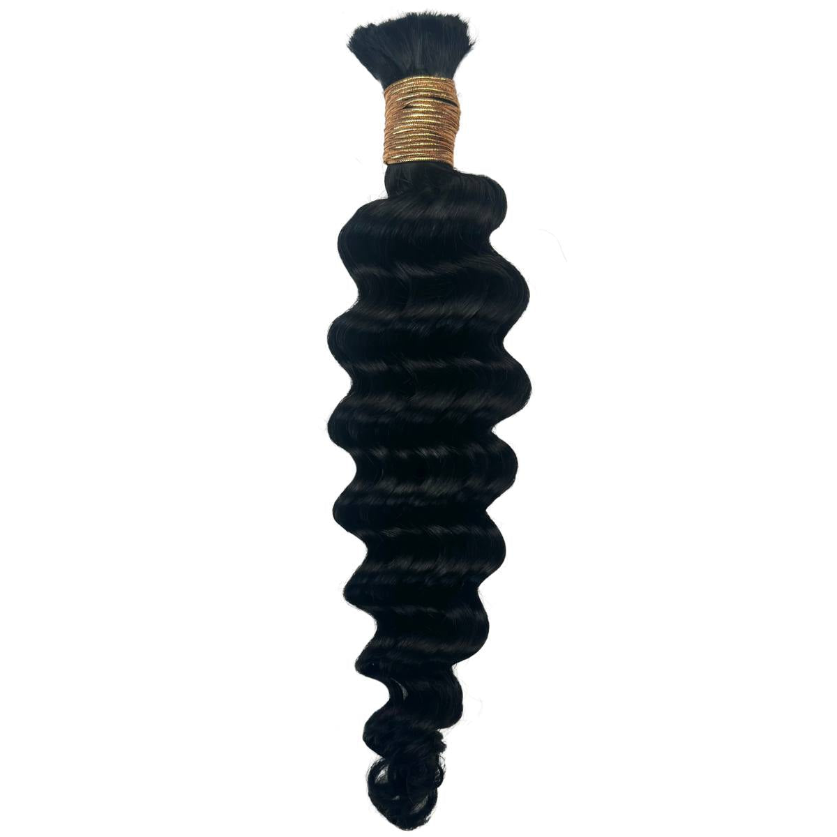 Jet Black Deep Wave Bulk 100% Human Braiding Hair