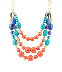 Kaleidoscope Multistone Statement Golden Necklace