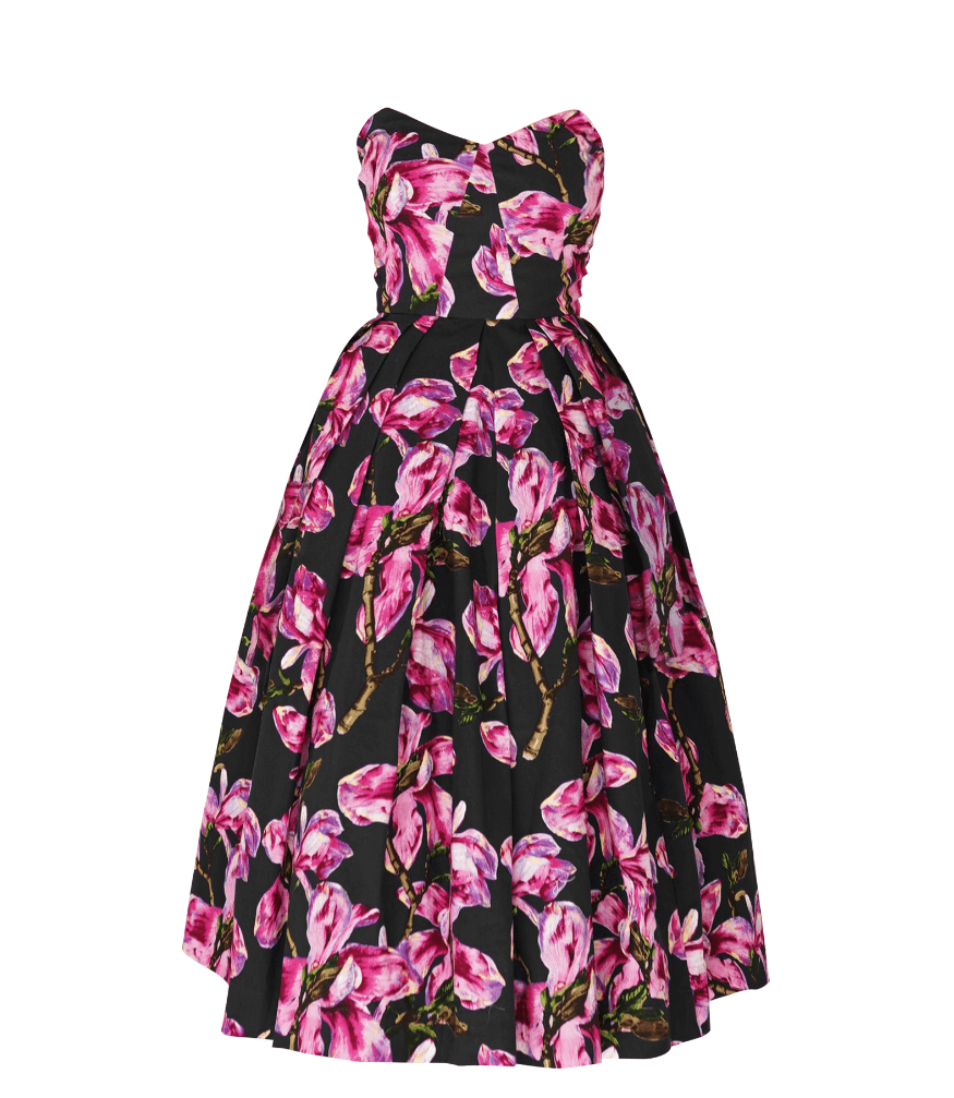 Lana Dress w/ Tulle Black Strapless Midi Dress