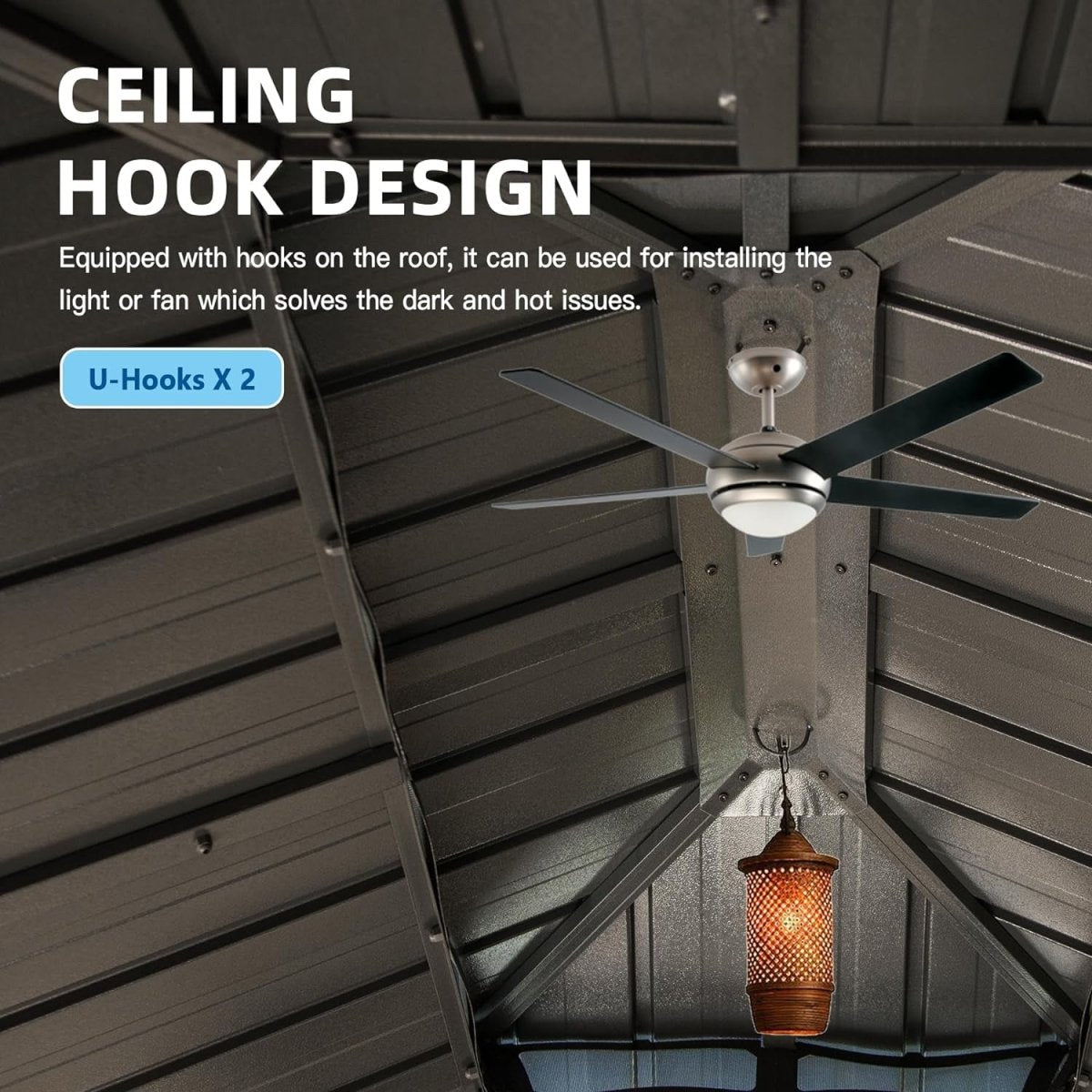 [12x14FT] Large Heavy Duty All-Season Steel Top Aluminum Double Roof Backyard Gazebo (SAK97284)