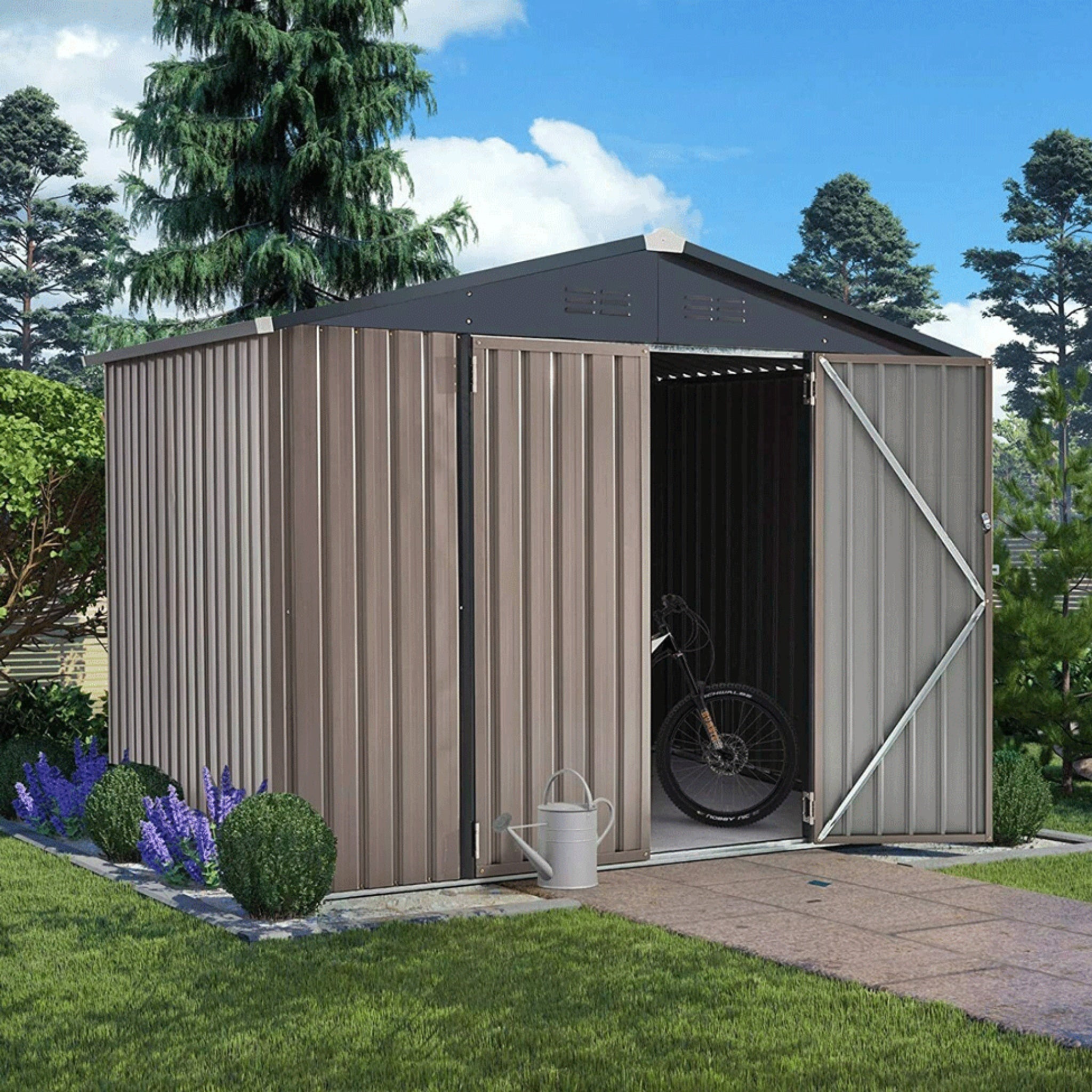 [06X08FT] Large Outdoor Metal Hanover Storage Cabin House Shed (SAK94577)