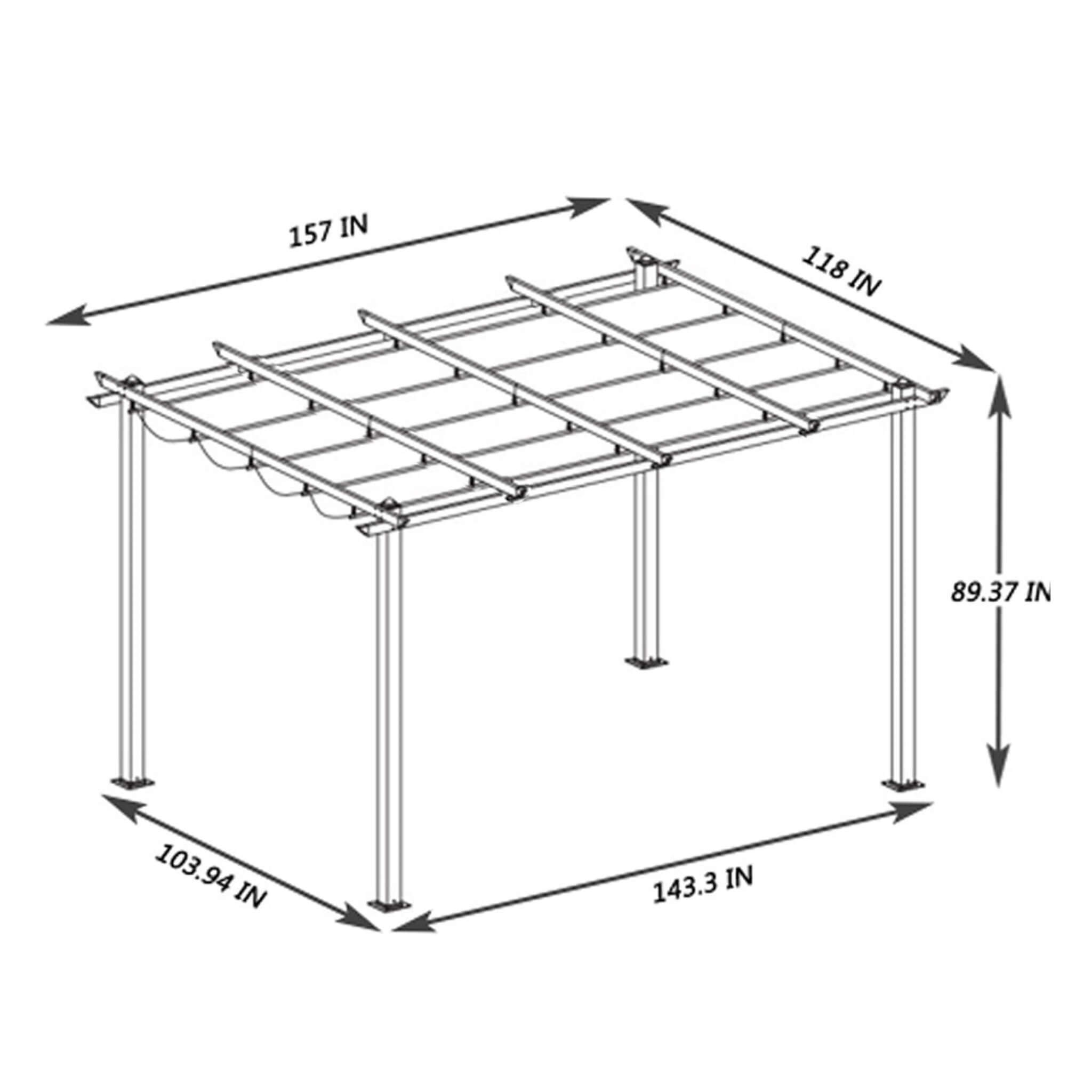 [10x13FT] Large Outdoor Patio Pergola With Canopy & Retractable Sun Shades, Beige (SAK51842)