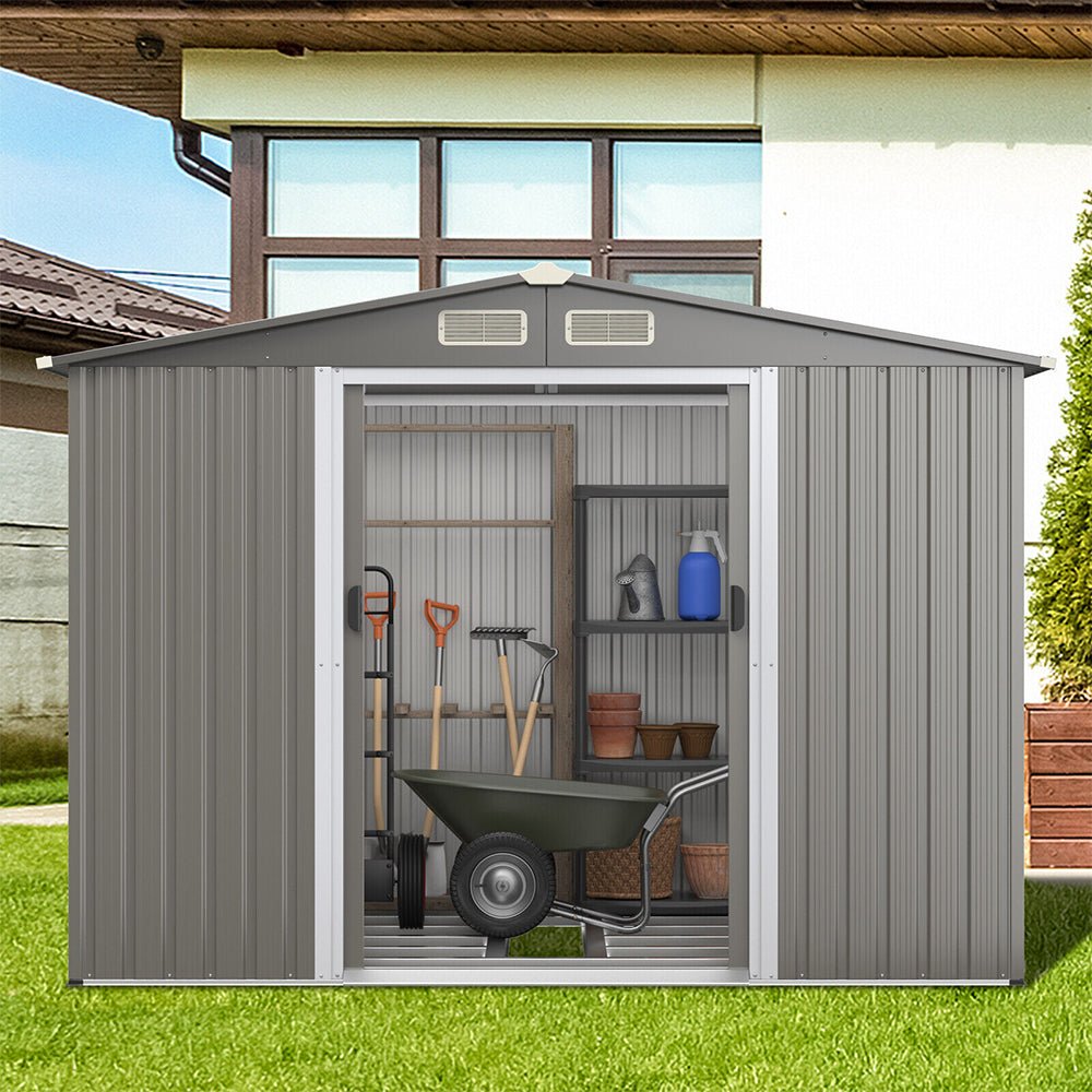 Premium Outdoor Steel Tool Storage Garden Backyard Shed, 8x6' (92674185)