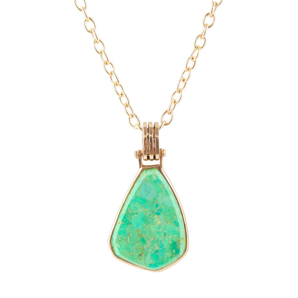 Lime Turquoise Golden Pendant Necklace
