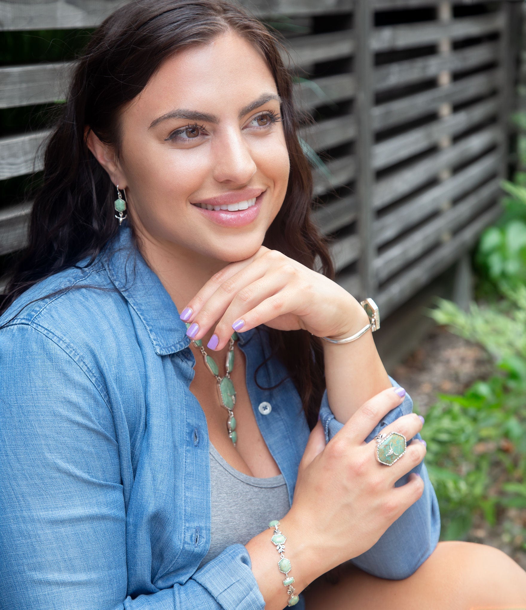 Longhorn Green Turquoise and Sterling Silver Ring