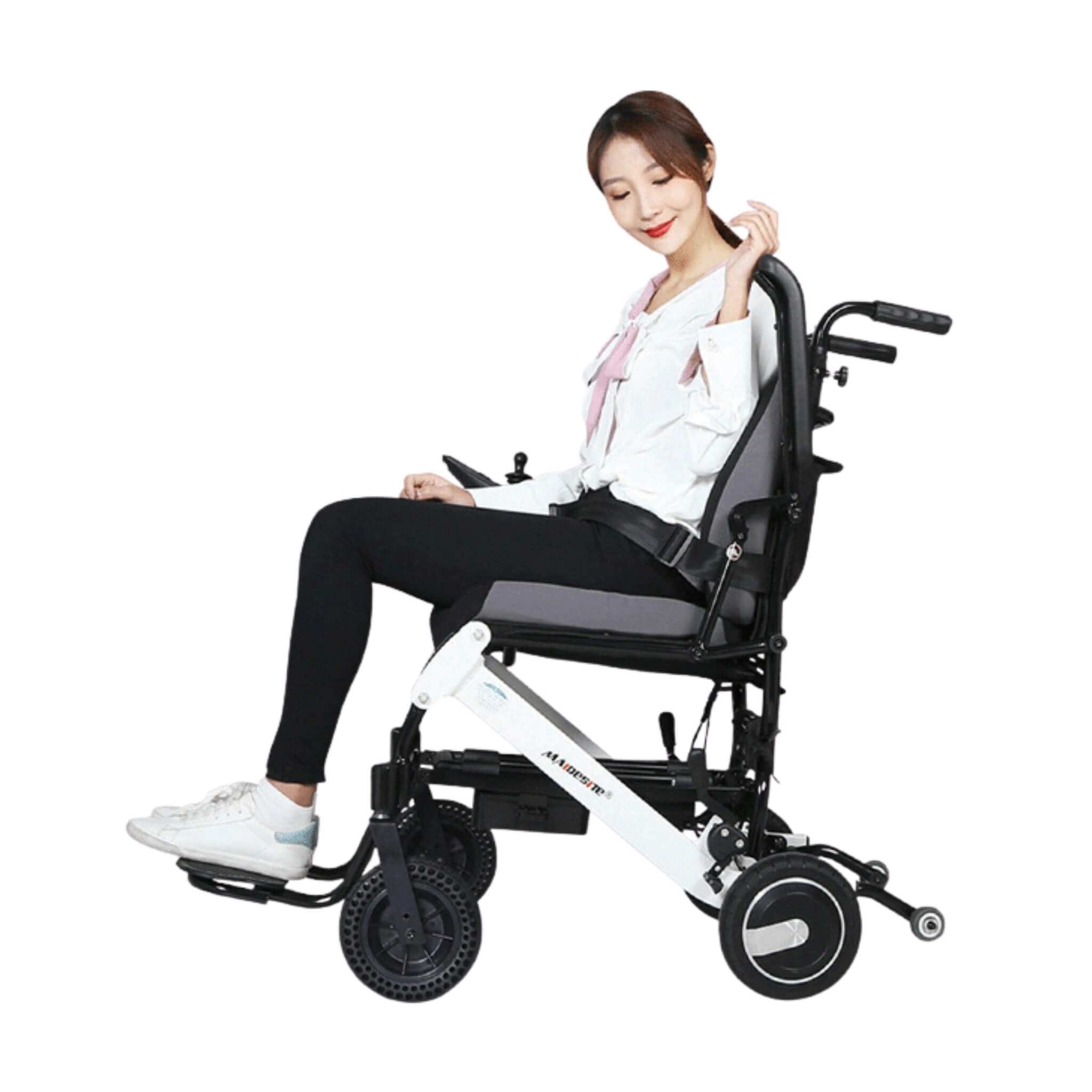 Maidesite 17.5" Wide Seat Lightweight Electric Folding Wheelchair, 500W (SAK33689)