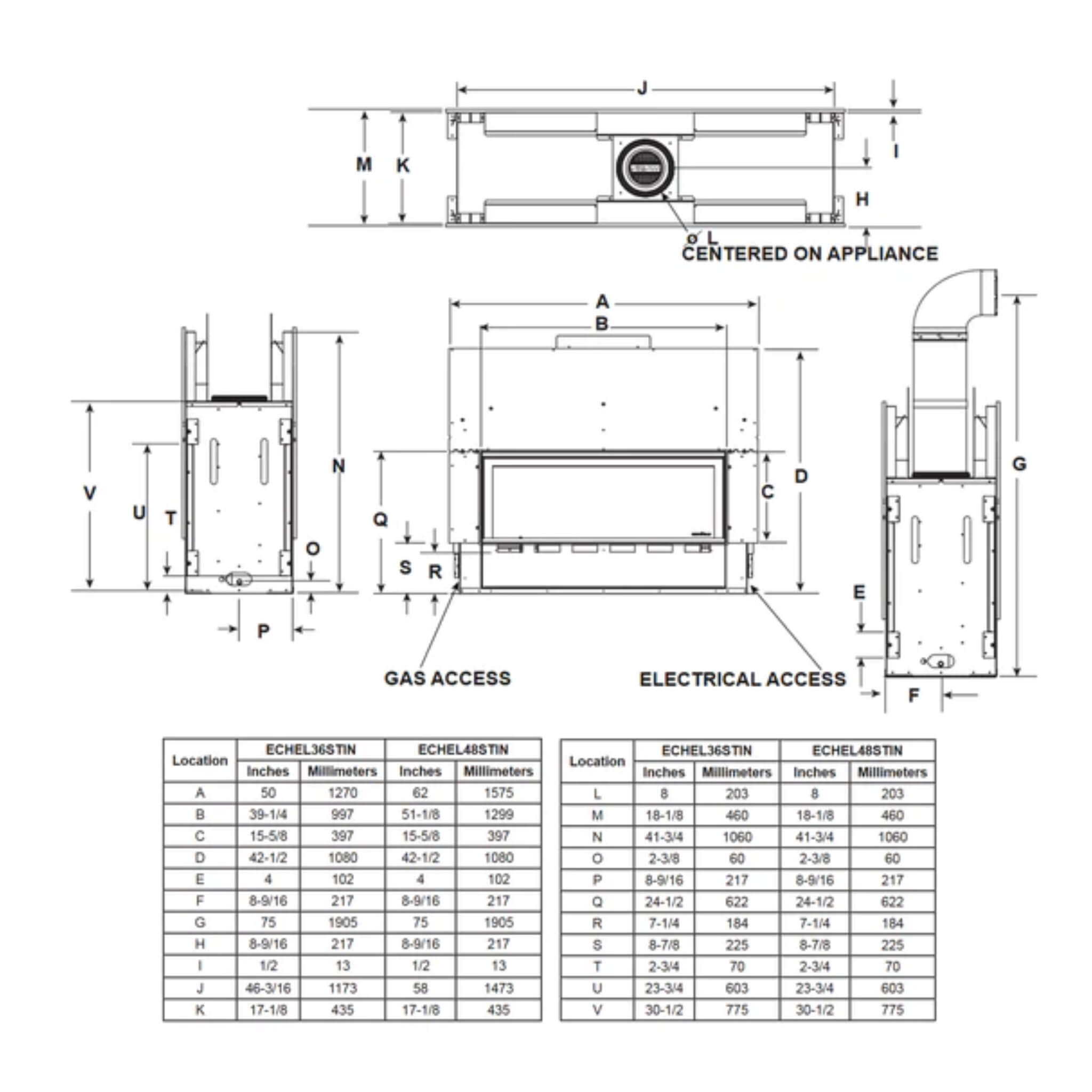 Majestic Echelon II 48" See-Through Direct Vent Fireplace [ECHEL48STIN-C] (SAK69284)