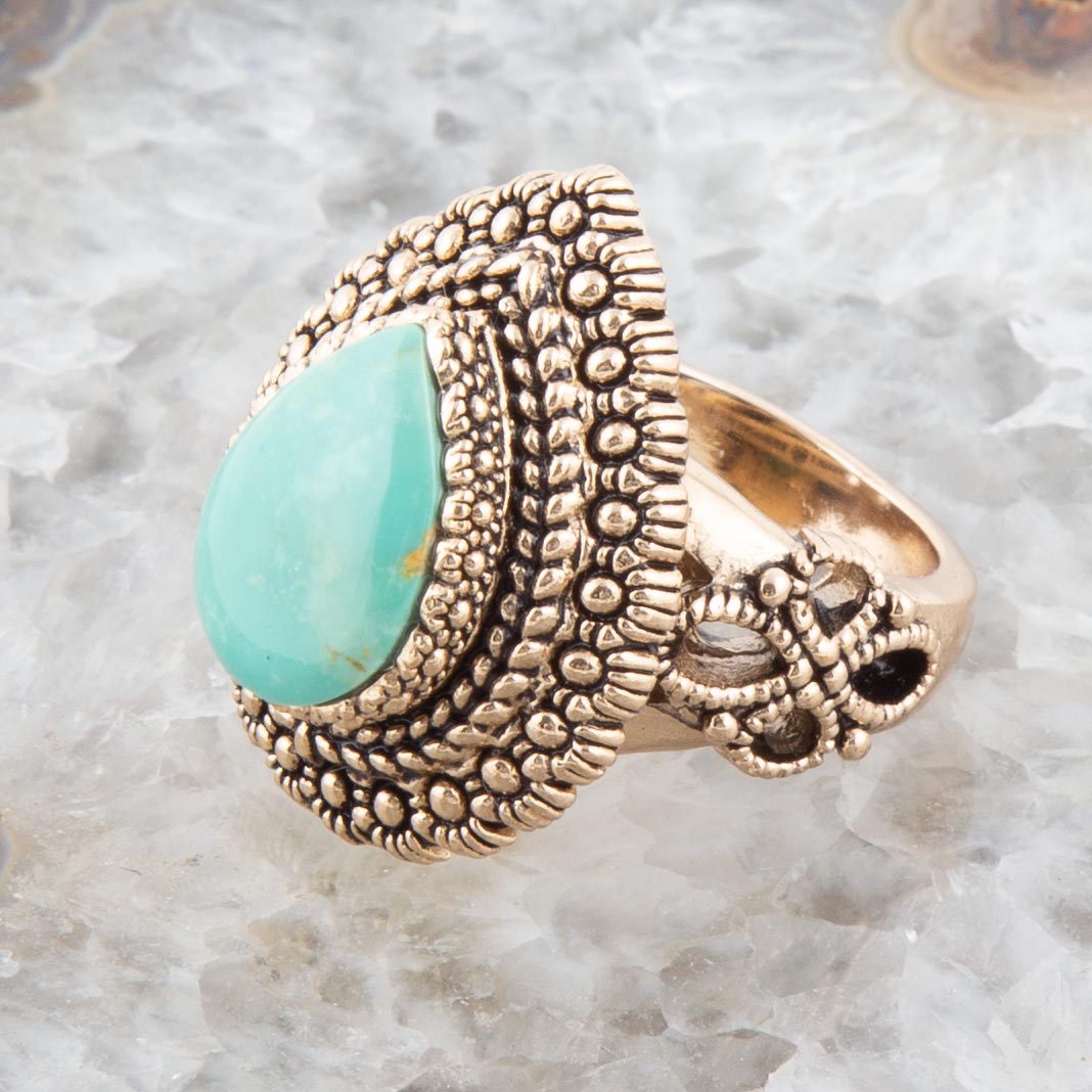 Make an Entrance Green Turquoise and Golden Bronze Ring
