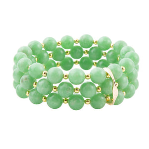 Mint Green Agate Triple Stretch Bracelet Set