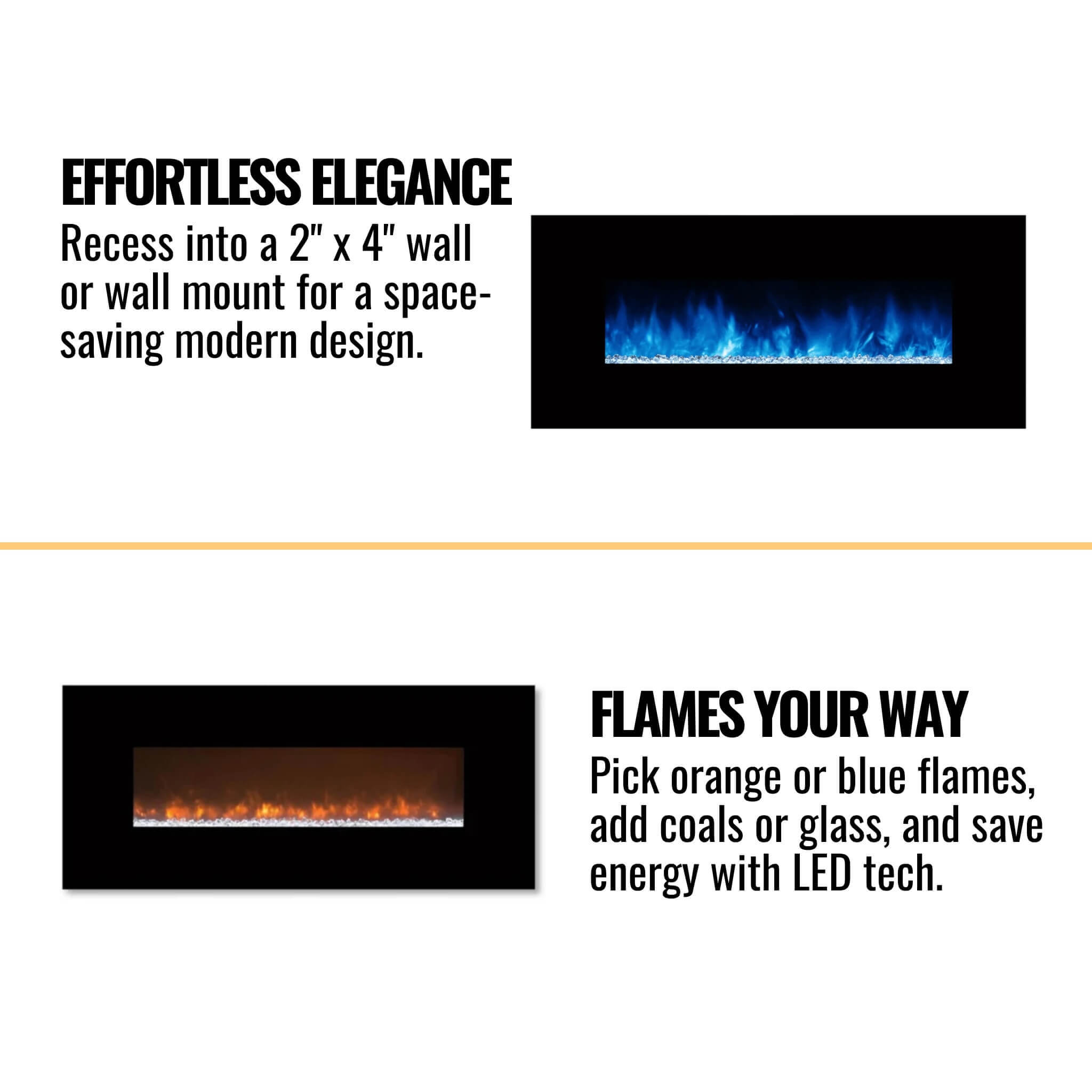 Modern Flames Ambiance Built-In Electric Fireplace With LED Flame Technology,  60" [AL60CLX2-G] (SAK12890)