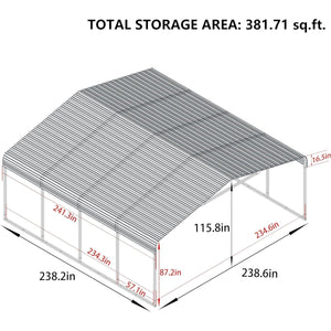 [20x20FT] MPT Extra Large Premium Heavy Duty Outdoor Metal Carport Shelter (SAK97425)